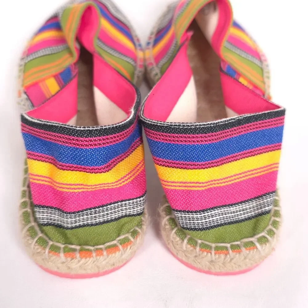 ZARA TRAFALUC. Multicolor Striped Espadrilles Flats Women Size 8 Slip On‎ Canvas